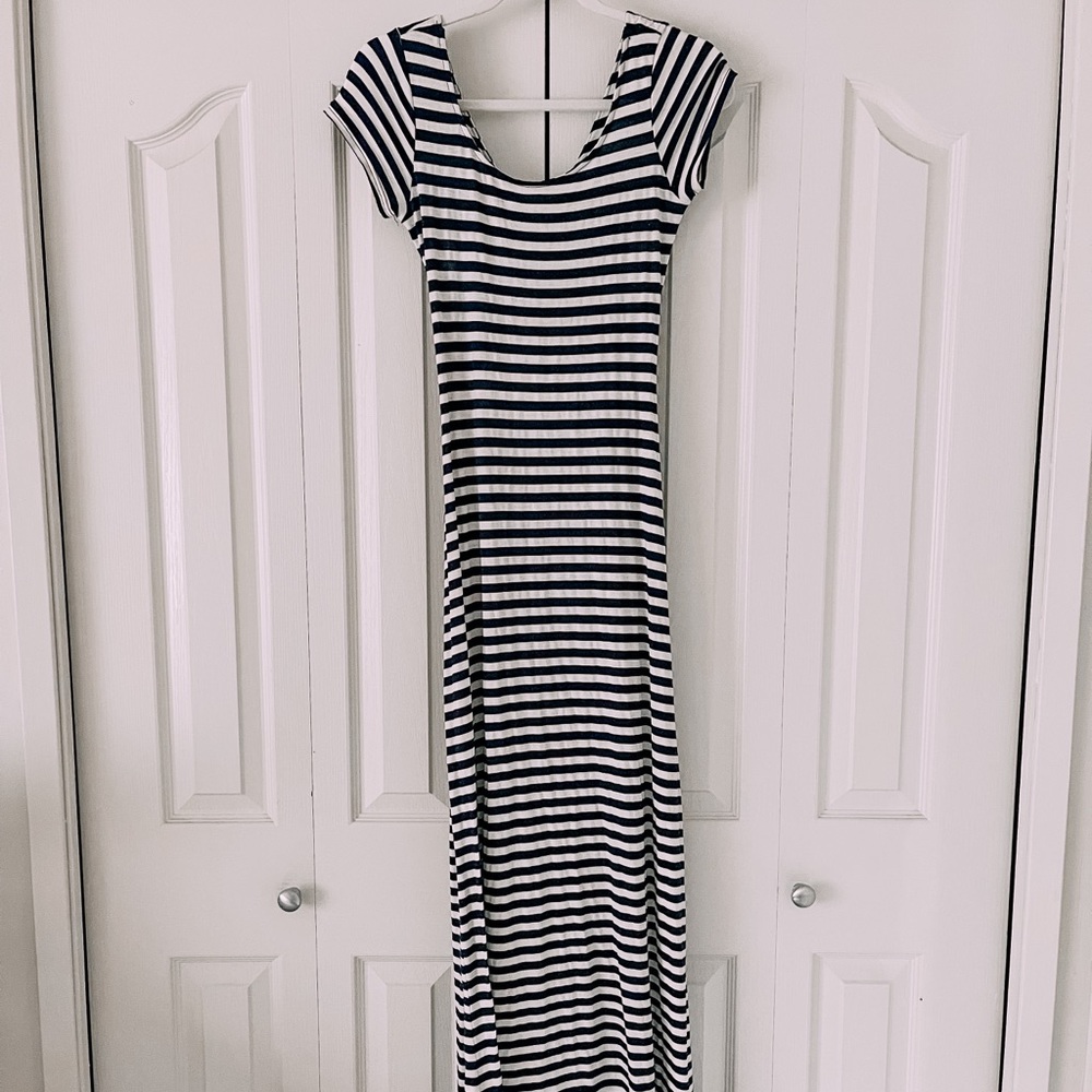 Striped Cross-back Maxi Dress